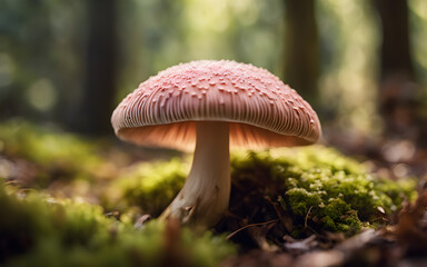 Closeup of blusher mushroom