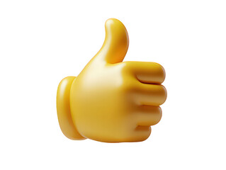  Bright 3D yellow thumbs-up icon symbolizing positivity, approval, or success. Commonly used in digital communication to express agreement or encouragement.