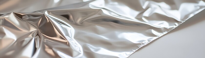 Obraz premium Crinkled Silver Foil Surface with Light Reflections