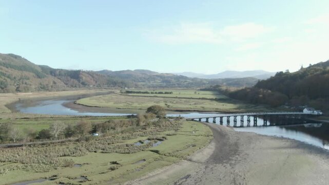 Mawddach Estuary Wales Penmaenpool Bridge Aerial
