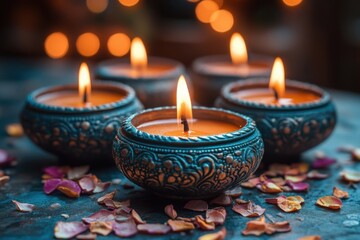 Serene candlelight and petals: tranquility in warm ambiance
