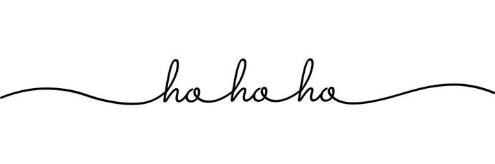 Calligraphic ho ho ho (santa's laugh) text in ballpoint pen style isolated on white background. Santa's laugh in cursive text with small caps. Vector Illustration. 