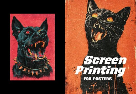 Screen Printing Poster Design Effect Mockup