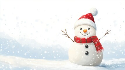 Obraz premium Cute snowman. Winter holiday theme.