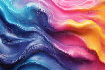 Abstract colorful liquid paint swirl background.