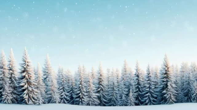 Snowdrift against panoramic view with snowy frost trees. Natural landscape with space for text or design. Winter holiday season. Happy New Year, Merry Christmas