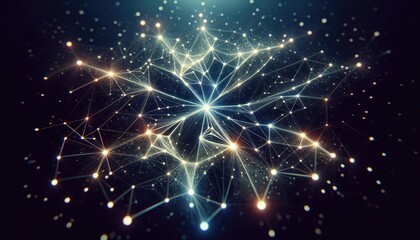 Fototapeta premium Neural Network Constellation - Deep Learning Model and AI Nodes Connected by Star Paths, Futuristic Abstract AI Design, No People