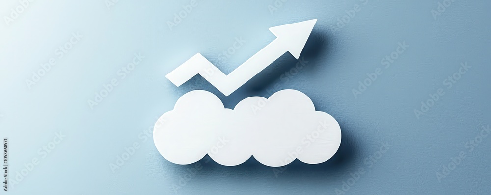 Poster rising data graph in cloud visualization