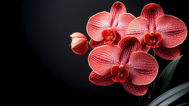 Phalaenopsis orchids, also known as "moth orchids," are graceful flowers with broad, oval petals in soft shades of white, pink, purple, and sometimes yellow