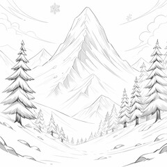 Obraz premium draw lines art trees