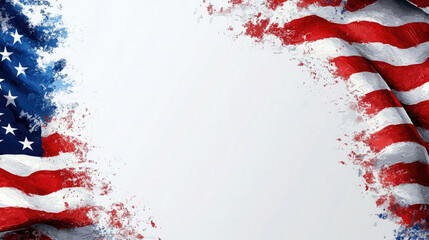 waving red blue american flag with stripes and stars on white background, space for text, copyspace, patriotism, usa, country symbol, state, politics, elections, america