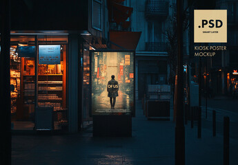 Retro kiosk urban city poster mockup  with generative ai images