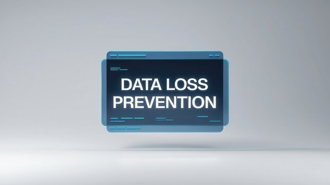 Digital data loss prevention system interface with warning message and dashboard on a computer or mobile device screen  Concept of technology cyber security information protection