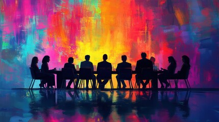 Obraz premium Silhouettes Meeting.