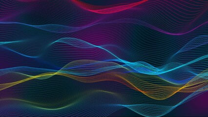 Amazing colorful digital particle line wave background vd5