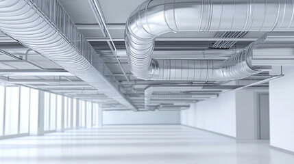 Obraz premium 3D illustration blueprint of an architectural ventilation system design