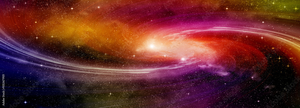 Poster galaxy in a free space. 3d rendering