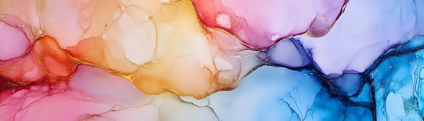 Obraz premium Abstract Ink Art with Golden Veins and Vibrant Hues