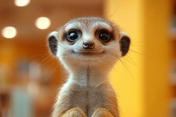 Fototapeta premium A Close-Up Portrait of a Curious Meerkat with Big Eyes
