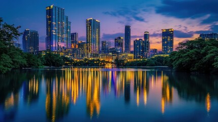 Fototapeta premium The City Skyline at Dusk