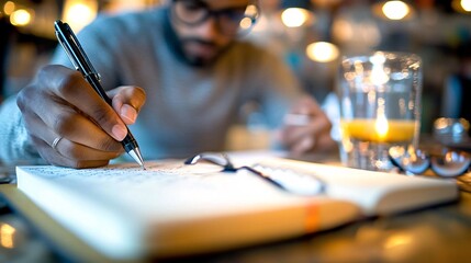 Obraz premium Focused Individual Journaling in a Calm Environment