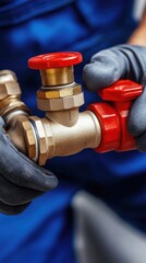 Plumbers skillfully connecting pipes in a bathroom filled with intricate details of water management and installation techniques