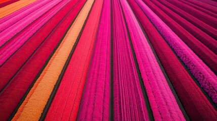 A vibrant, colorful array of striped textile patterns showcasing shades of pink, orange, and red, creating a visually striking and textured appearance.