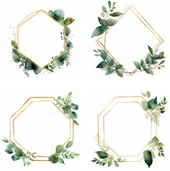 Fototapeta premium invitation wedding floral invitation wedding greenery invitation wedding modern vector set