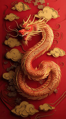 Fototapeta premium The snake soaring through the clouds and mist, traditional Chinese culture, Chinese New Year