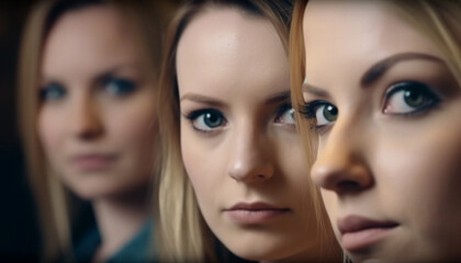 Three women in dramatic portrait with artistic lighting
