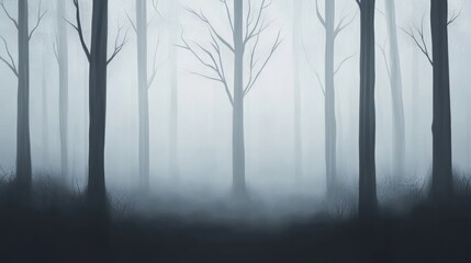 Obraz premium Dark forest with fog. Halloween theme background.