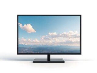 Fototapeta premium a flat screen tv with a sky and clouds in the background