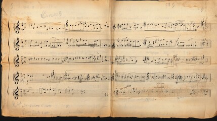 vintage sheet music background, 16:9