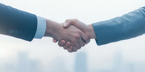 Close-up of two hands shaking in a professional setting.