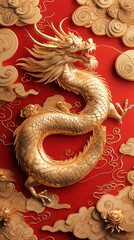 Obraz premium The snake soaring through the clouds and mist, traditional Chinese culture, Chinese New Year