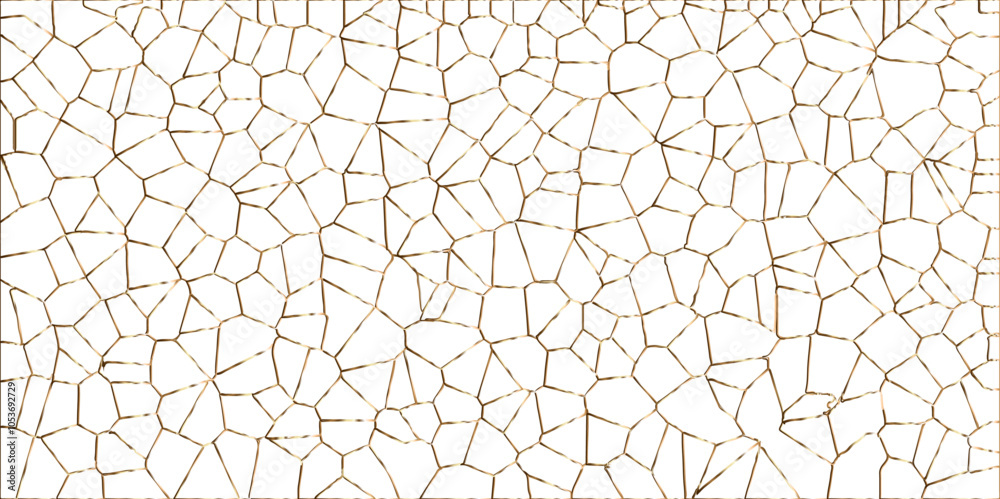 Poster golden gradient lines stroke abstract white crystalized broken glass background. voronoi diagram bac