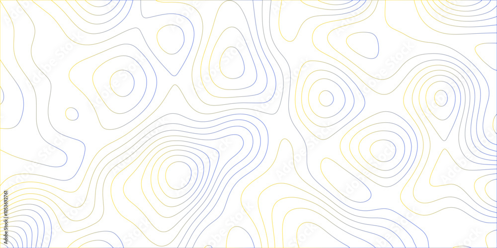 Poster Abstract white colorful gradient Topographic line map background. Contour elevation topographic and textured Background Modern design with White background with topographic wavy pate for decoration.	