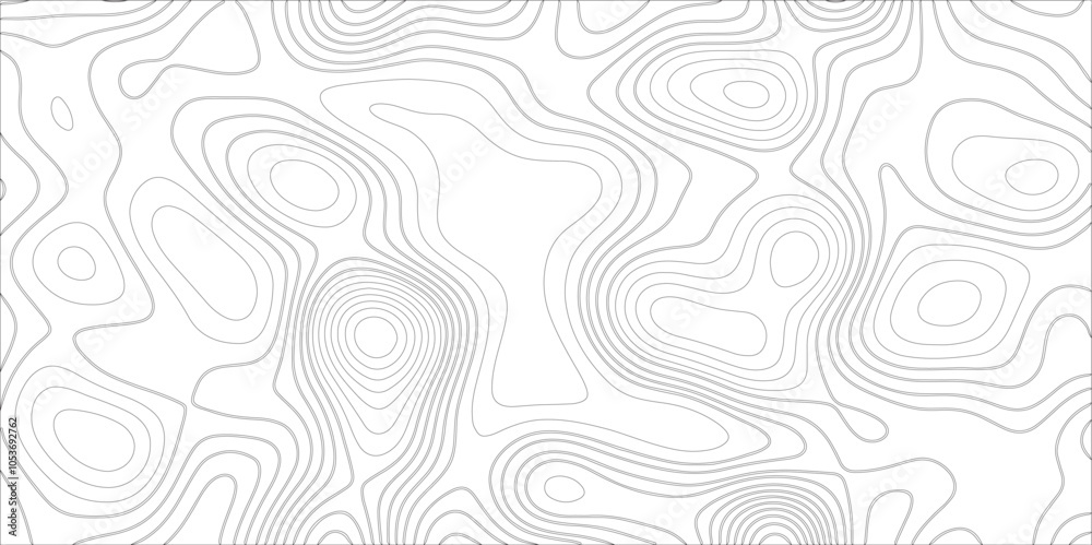 Poster Ocean topographic line map with curvy wave isolines vector illustration. Abstract topographic contours map background, Vector contour topographic map. Cartography texture abstract banner use.	
