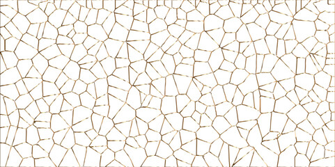 Golden gradient lines stroke abstract white crystalized broken glass background. Voronoi diagram background. abstract desktop texture design digital art wallpaper, decoration vector illustration..	