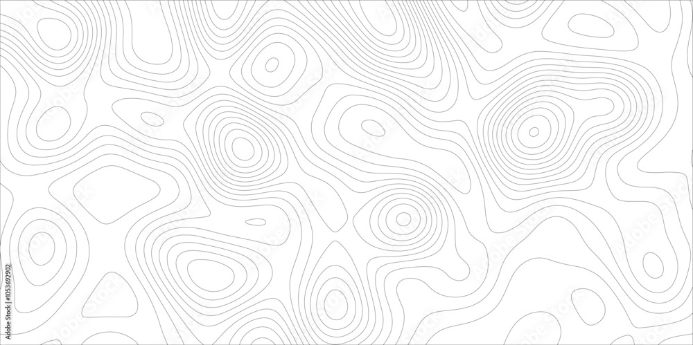 Poster Ocean topographic line map with curvy wave isolines vector illustration. Abstract topographic contours map background, Vector contour topographic map. Cartography texture abstract banner use.	
