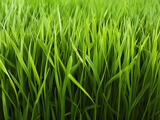 Obraz premium Lush green grass blades creating a vibrant, natural landscape.