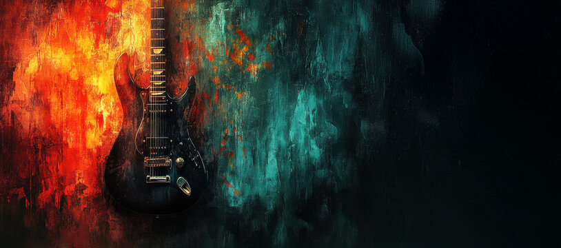vintage grunge band rock and roll show concert banner ad template. AI generative.