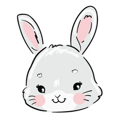 Fototapeta premium Hand Drawn Cute Bunny Print design rabbit. Children Print on t-shirt. Vector
