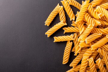 Delicious spiral pasta on a dark background a culinary delight for food lovers and pasta enthusiasts