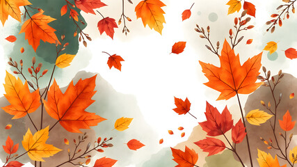 Obraz premium Autumn landscape, background with autumn leaves. AI generated image, ai.