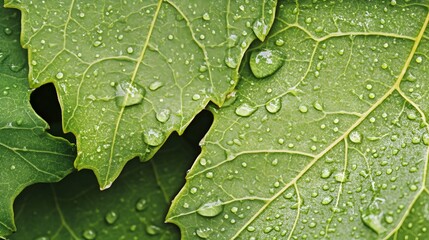 Fototapeta premium Captivating Green Leaf with Delicate Raindrop on the Tip