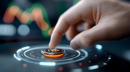 Obraz premium Futuristic digital interface displaying financial returns and 3D data visualizations Concept of data driven financial analysis investment strategy and market monitoring