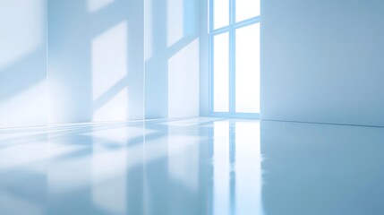 Fototapeta premium Clean and Bright White Background with Soft Blue Light Reflections for Product Placement