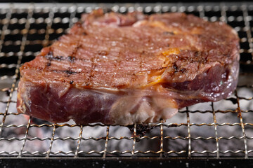Grilled Steak with Vegetables on BBQ
