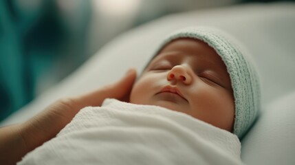 Newborn Baby Wrapped in Hospital Blanket Nurse s Gentle Hands Providing Tender Care and Comfort